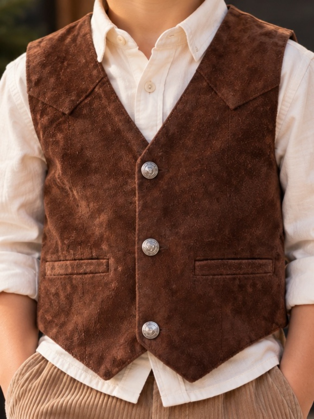 Vintage 80s Scully Brown GenuineSuede Kids Vest Unisex Western Wear Rodeo